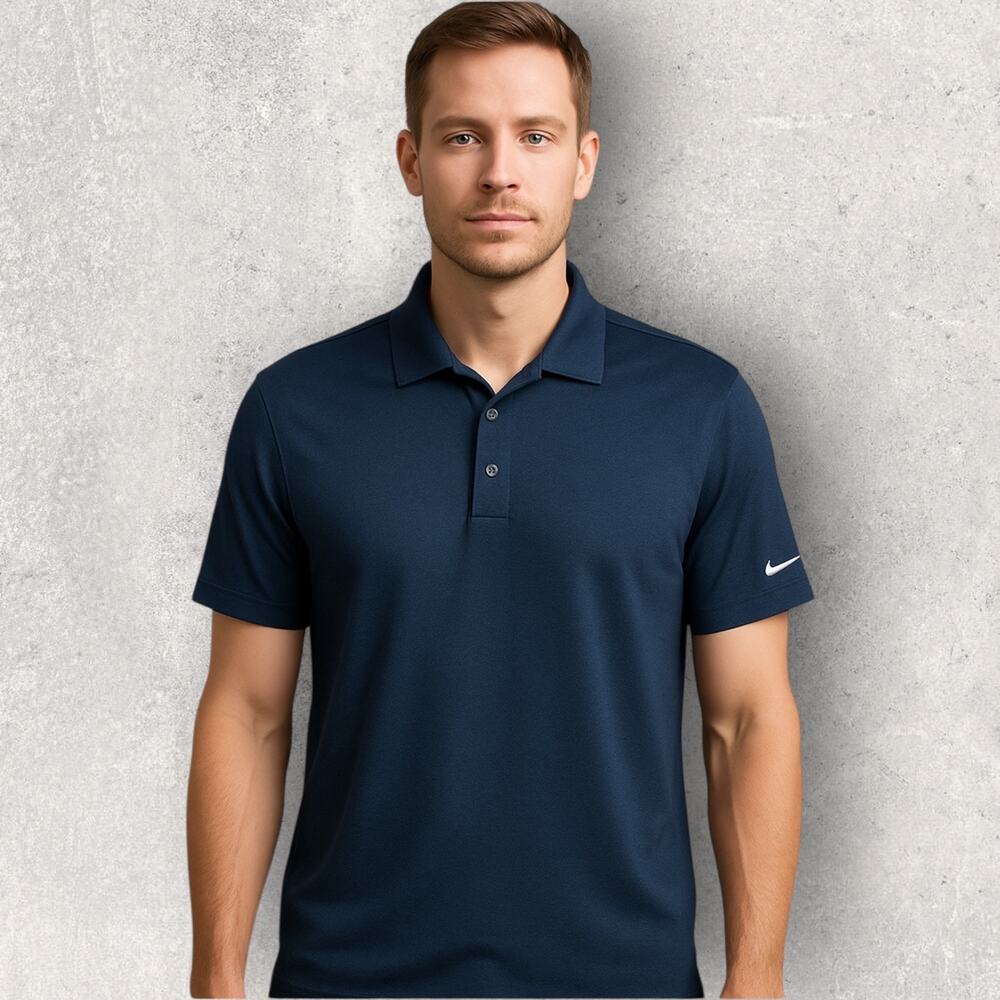 Nike Golf Dri-FIT Polo Shirt Men’s XL Navy Blue Swoosh Logo Athletic Golf Top - Picture 1 of 10